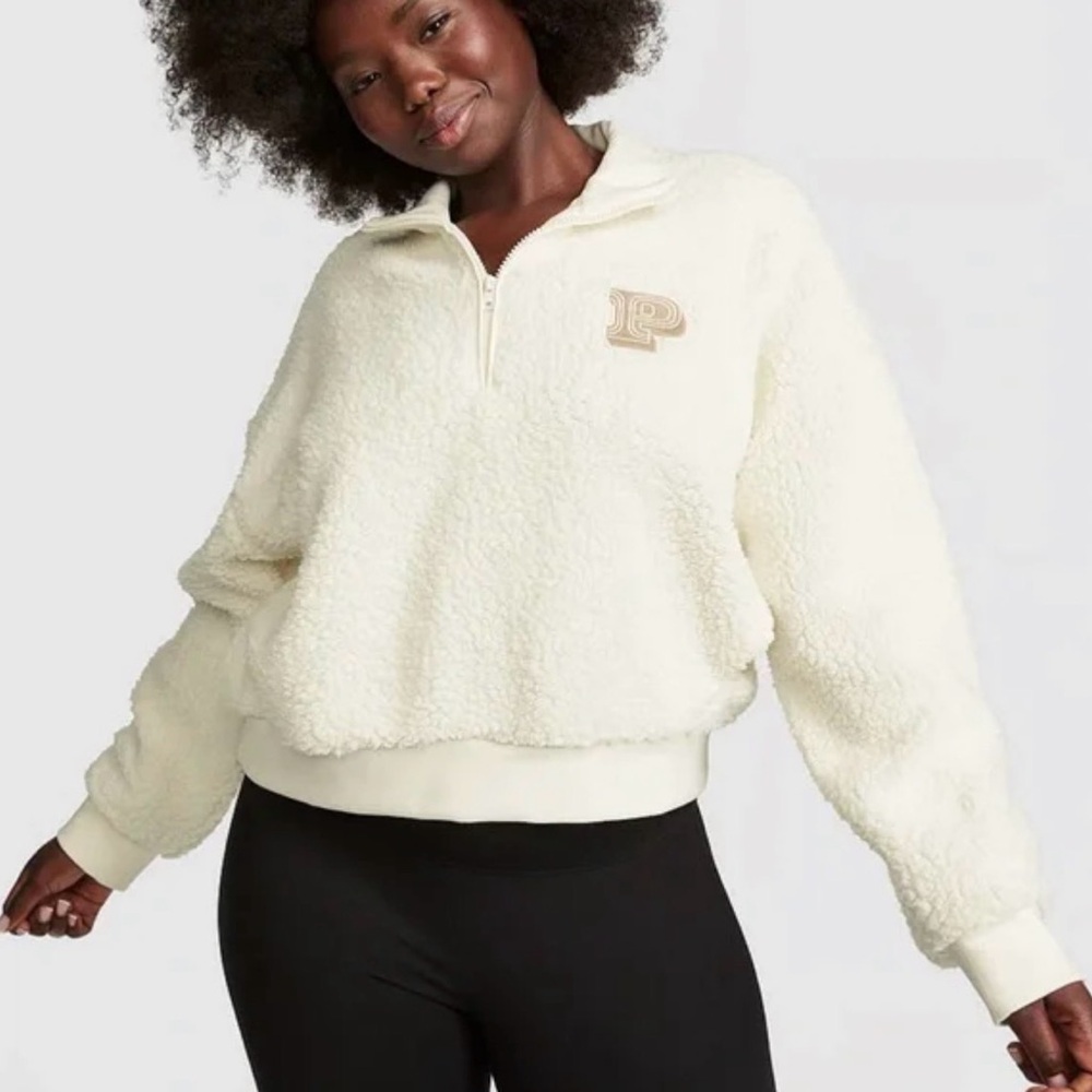 ❥𝒱𝒮 𝐏𝐈𝐍𝐊: COZY FLEECE HALF-ZIP PULLOVER